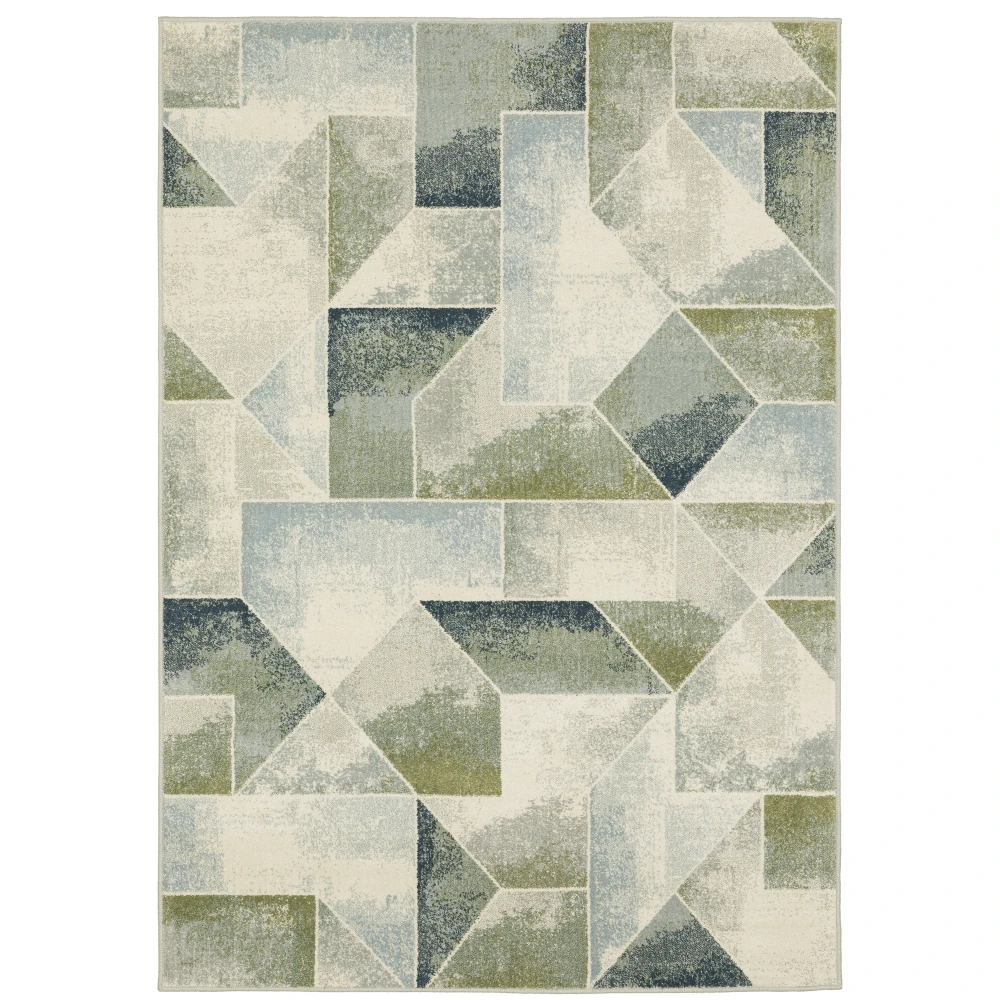 Branson BR10A Blue/ Green Indoor Area Rug - 5'3