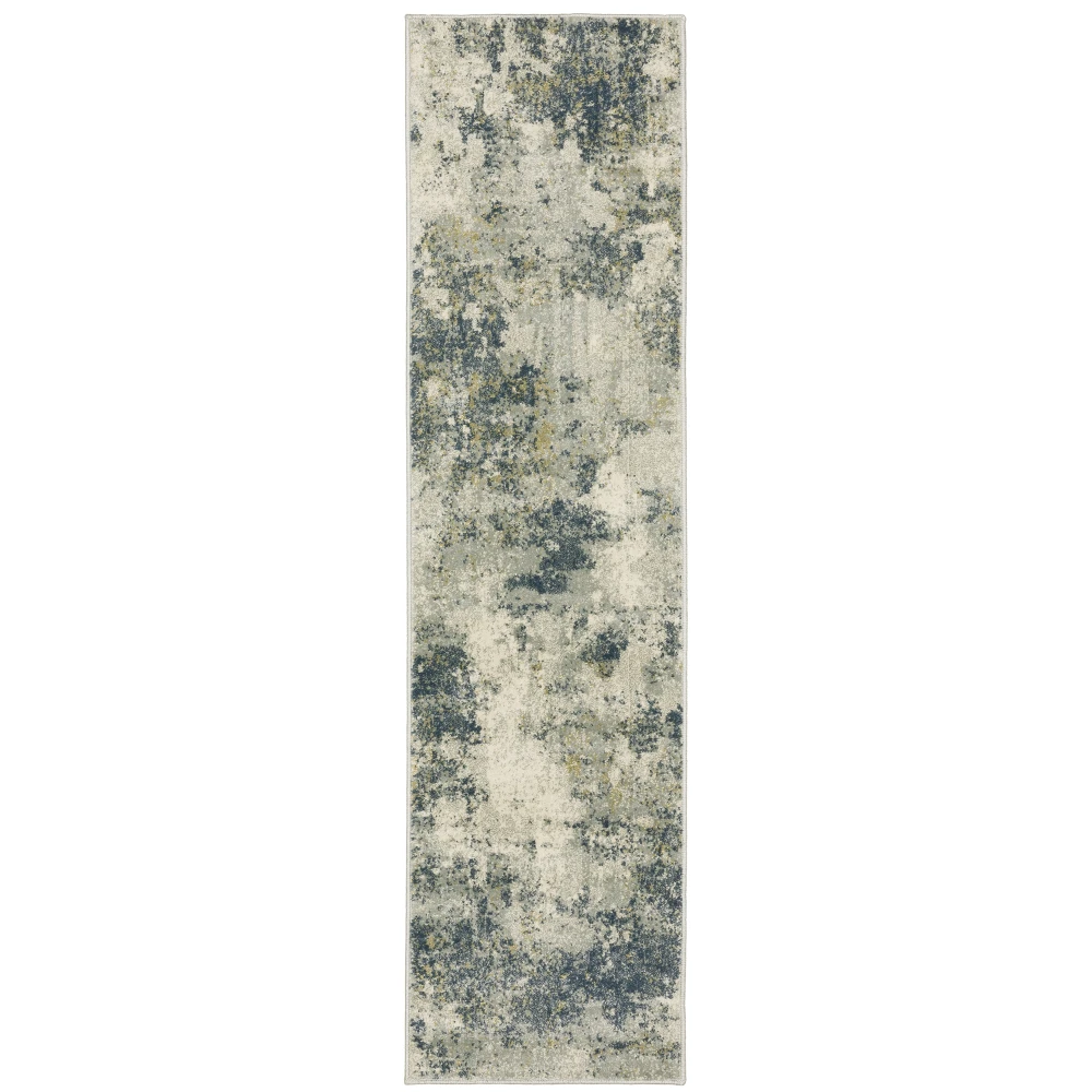 Branson BR12A Beige/ Teal Indoor Area Rug - 1'10