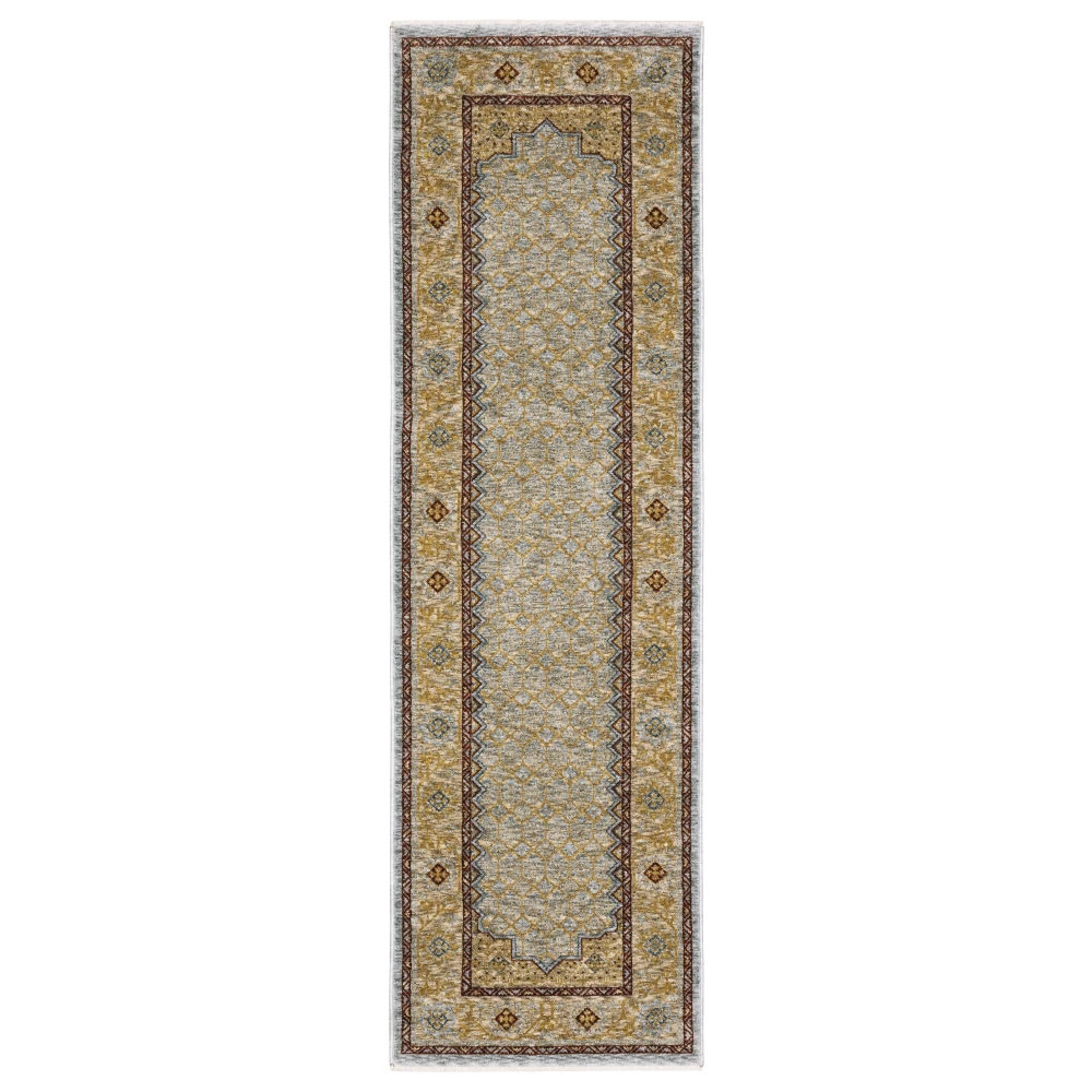Capella CAP02 Pale Blue/ Gold Indoor Area Rug - 2'3