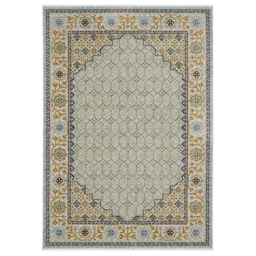 Capella CAP02 Pale Blue/ Gold Indoor Area Rug - 5'3
