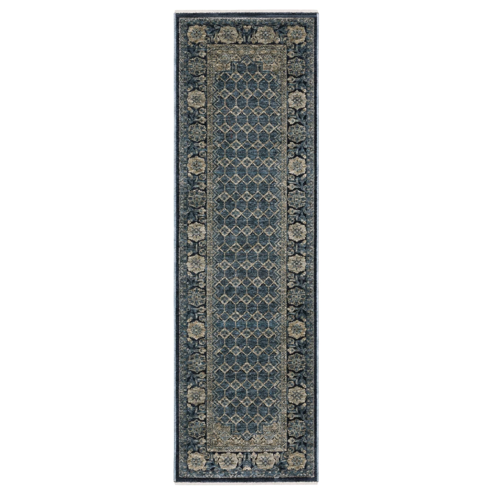 Capella CAP03 Deep Blue/ Ivory Indoor Area Rug - 2'3