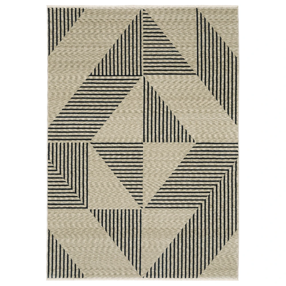 Capella CAP04 Beige/ Deep Navy Indoor Area Rug - 3'3