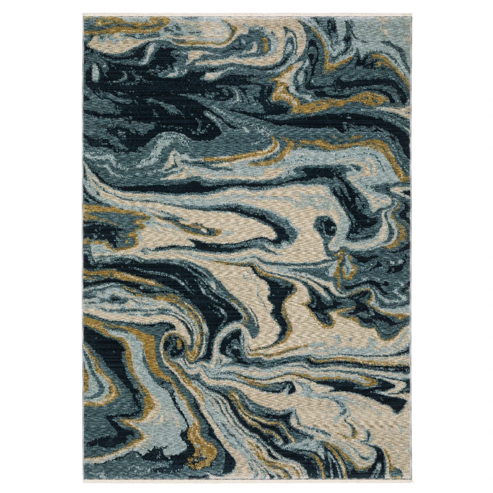 Capella CAP10 Navy Blue/ Teal Indoor Area Rug - 3'3