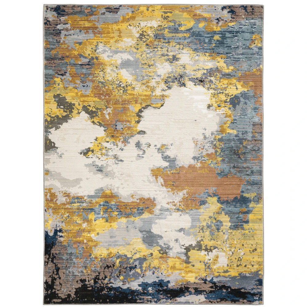 Caravan 530V8 Yellow/ Blue Indoor Area Rug - 5'3