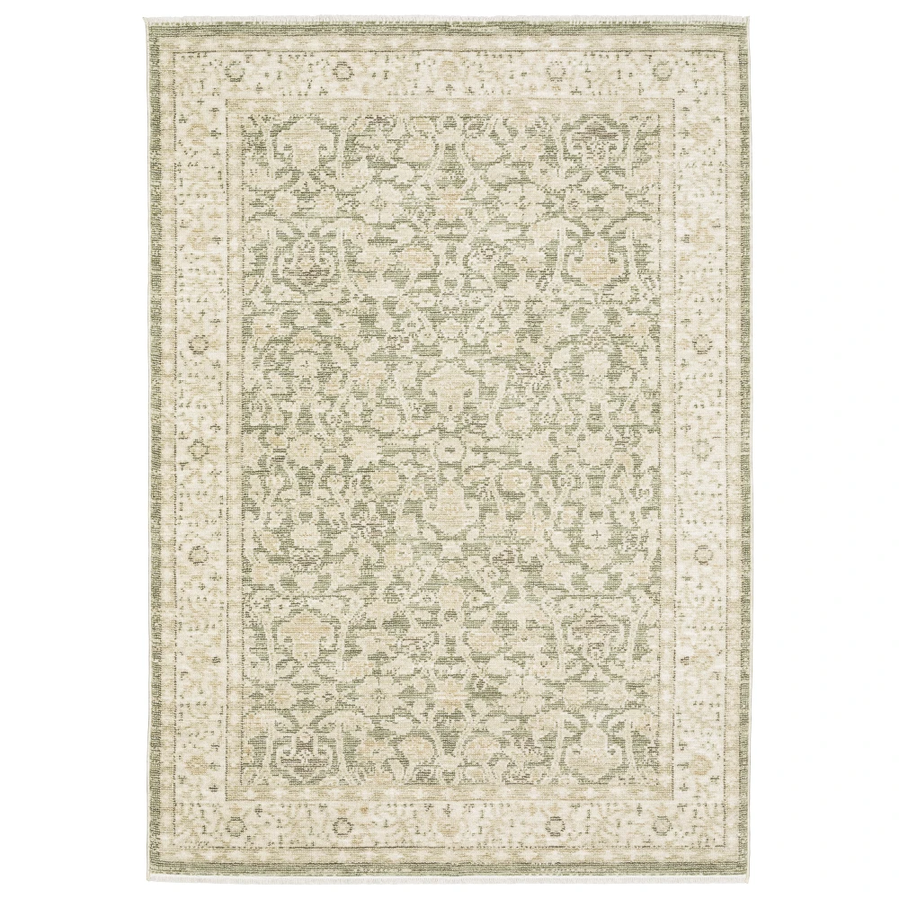 Caroline CRL01 Green/ Beige Indoor Area Rug - 2'3