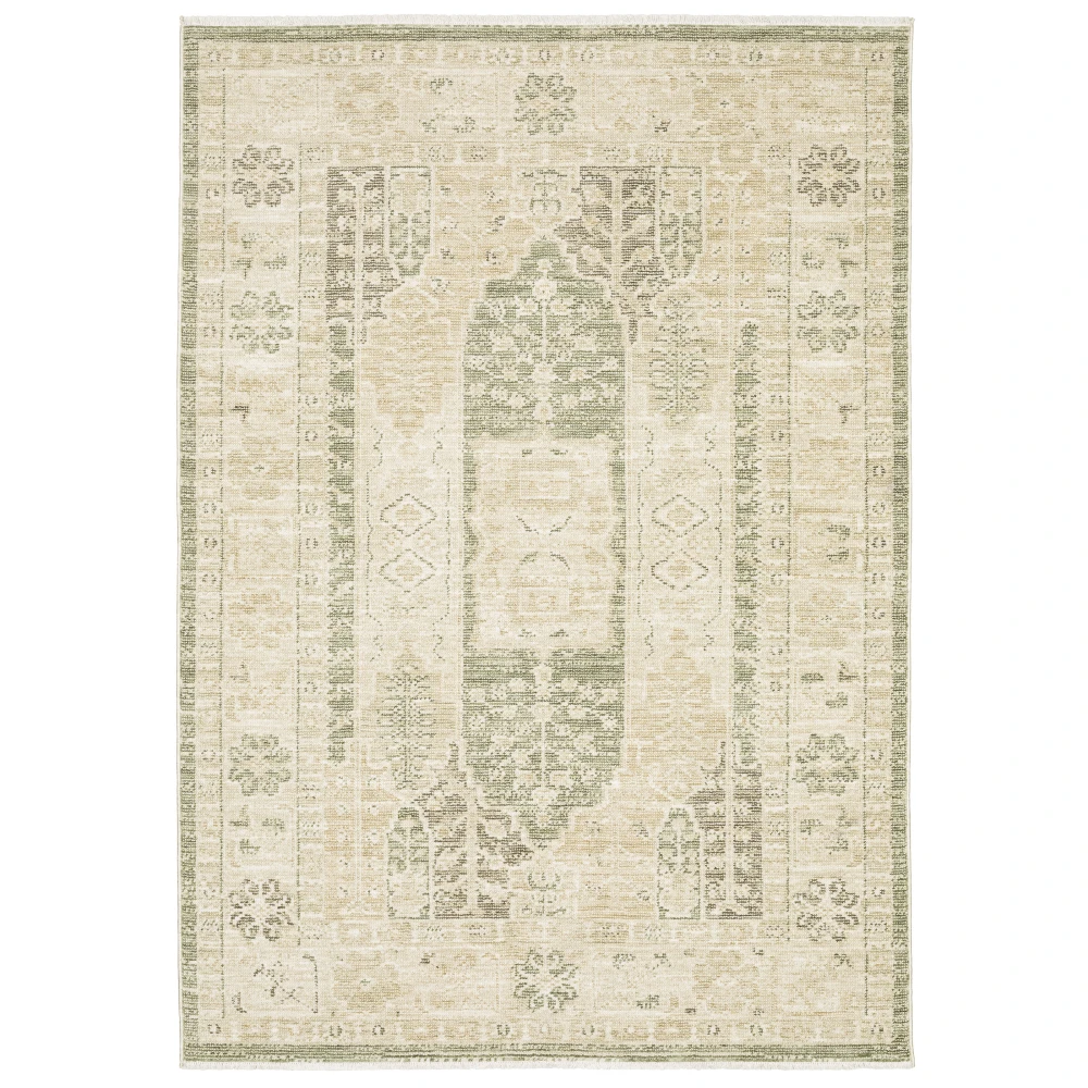 Caroline CRL06 Green/Gold Indoor Area Rug - 5'3