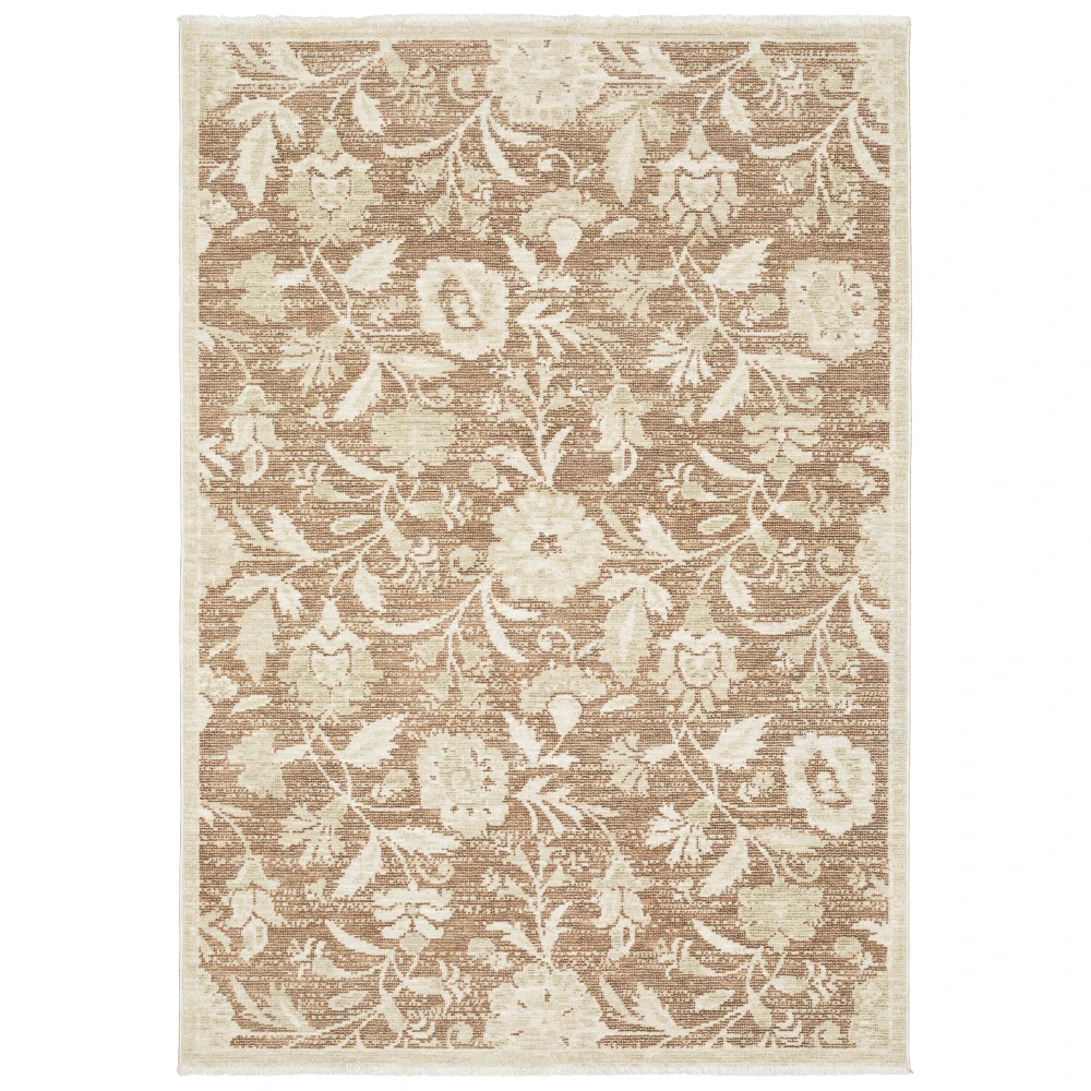 Caroline CRL08 Rust/ Beige Indoor Area Rug - 2'3