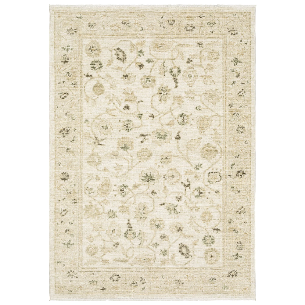 Caroline CRL09 Ivory/ Gold Indoor Area Rug - 2'3