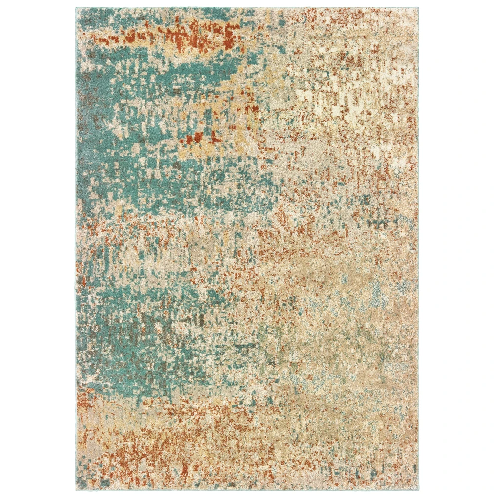Carson 9654B Blue/ Orange Indoor Area Rug - 5'3