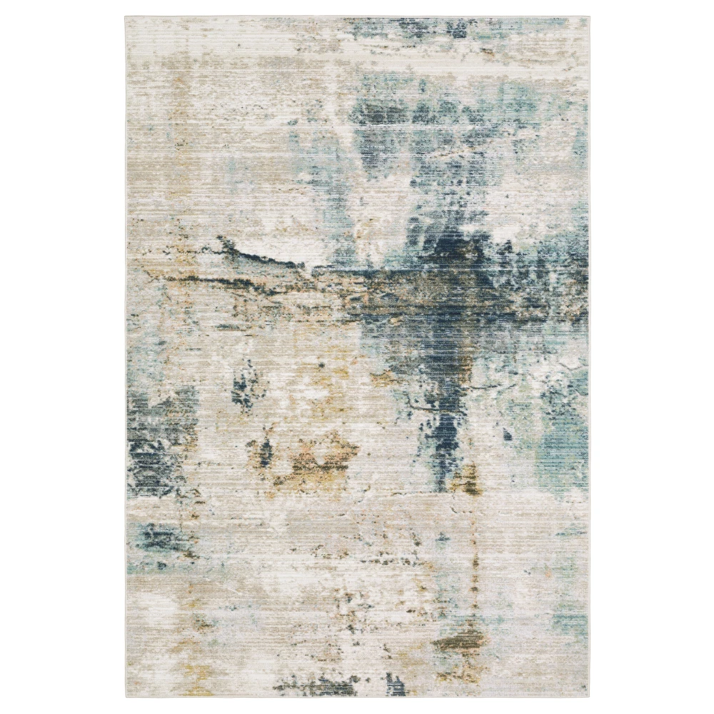 Cavett CAV03 Ivory/ Blue Indoor Area Rug - 5'3