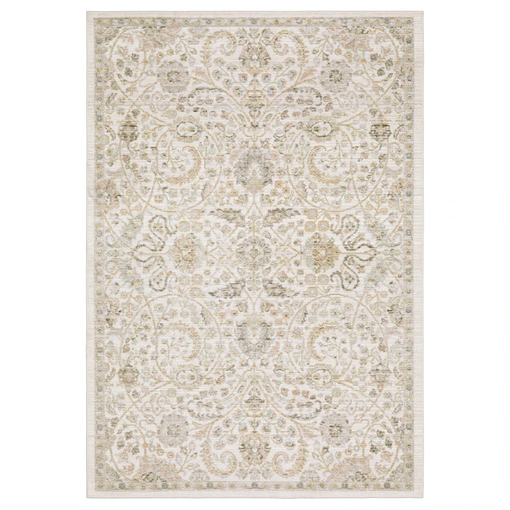 Cavett CAV05 Ivory/ Gold Indoor Area Rug - 5'3