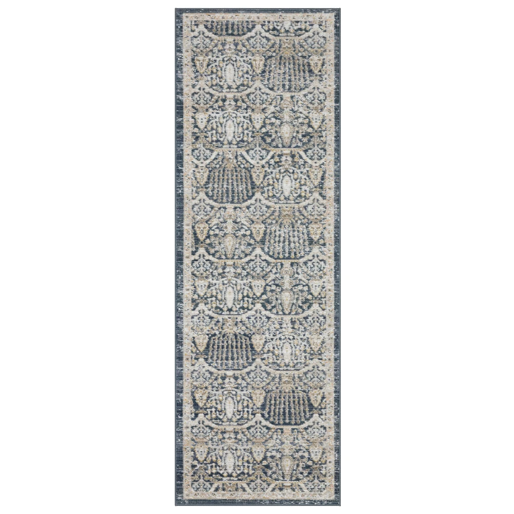 Cavett CAV06 Navy/ Gold Indoor Area Rug - 2'7