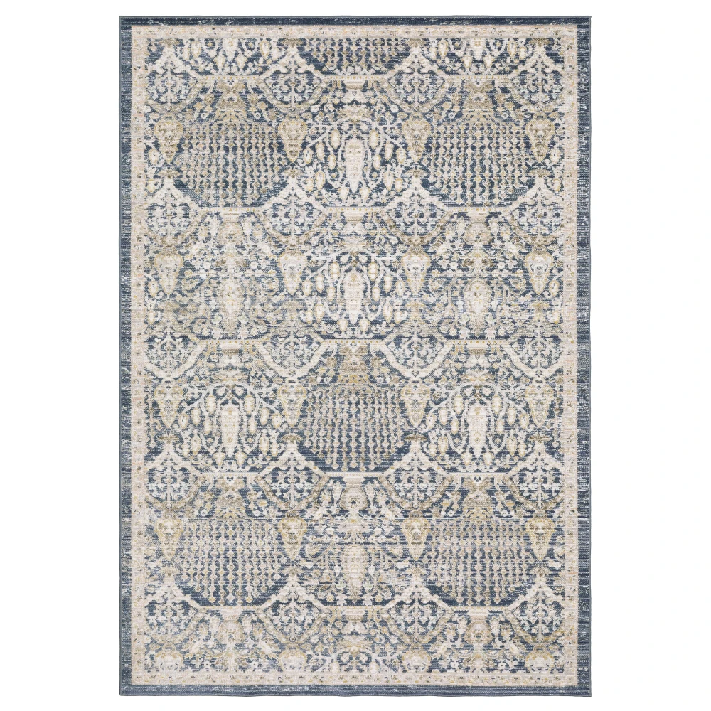 Cavett CAV06 Navy/ Gold Indoor Area Rug - 5'3