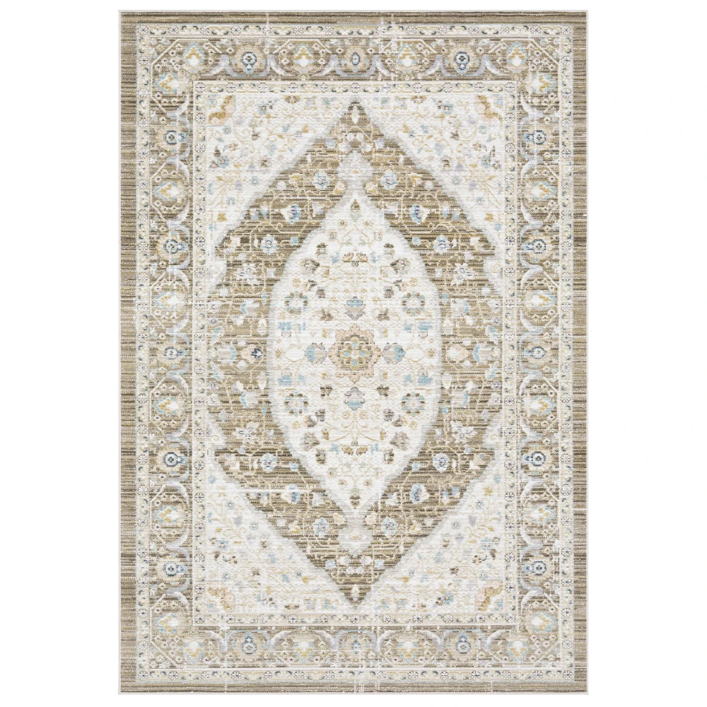 Cavett CAV12 Brown/ Blue Indoor Area Rug - 5'3