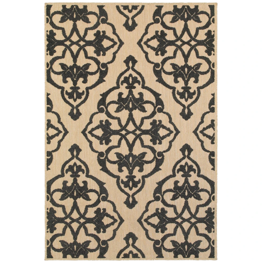Cayman 001B9 Sand/ Charcoal Indoor/Outdoor Area Rug - 5'3