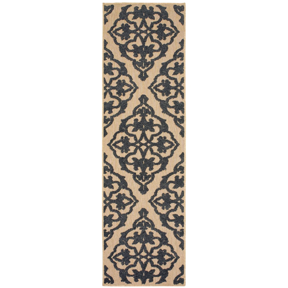 Cayman 001B9 Sand/ Charcoal Indoor/Outdoor Area Rug - 2'3
