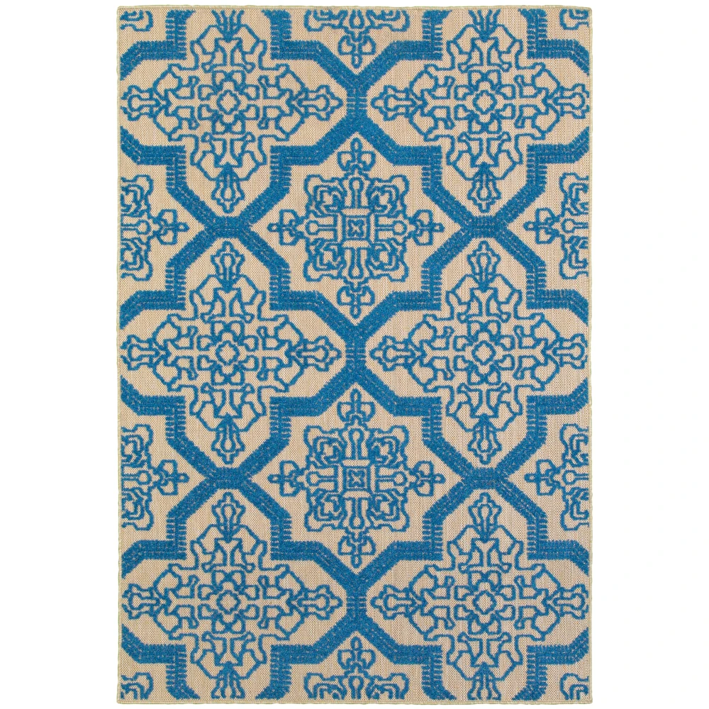 Cayman 2541M Sand/ Blue Indoor/Outdoor Area Rug - 5'3