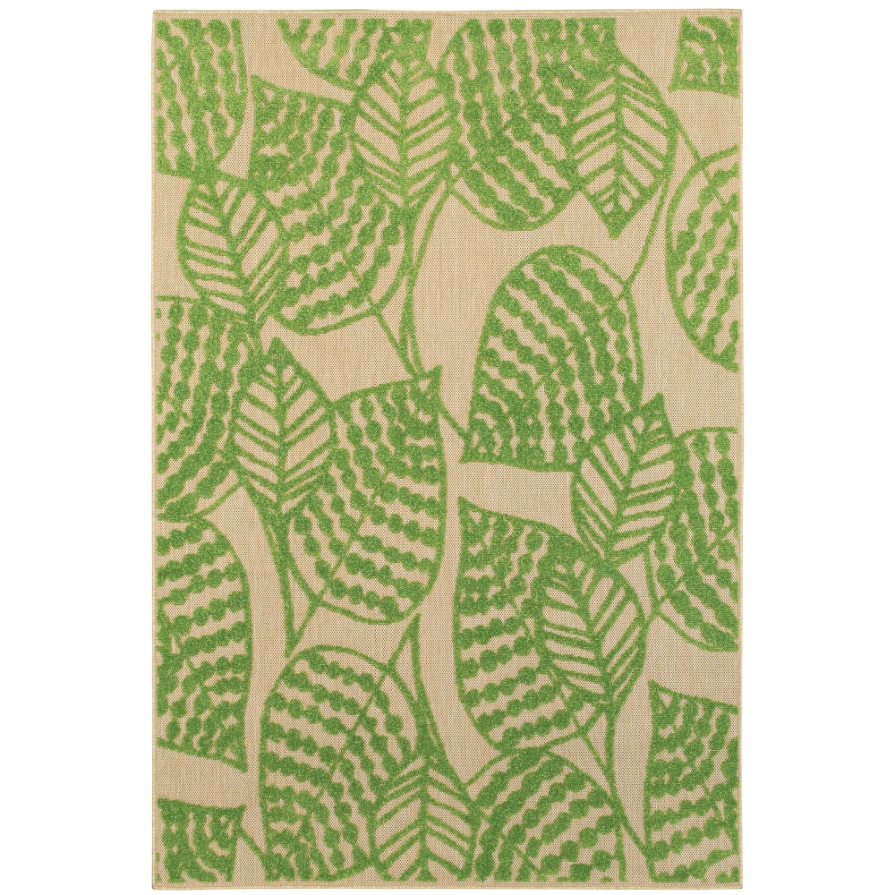 Cayman 566F9 Sand/ Green Indoor/Outdoor Area Rug - 3'10