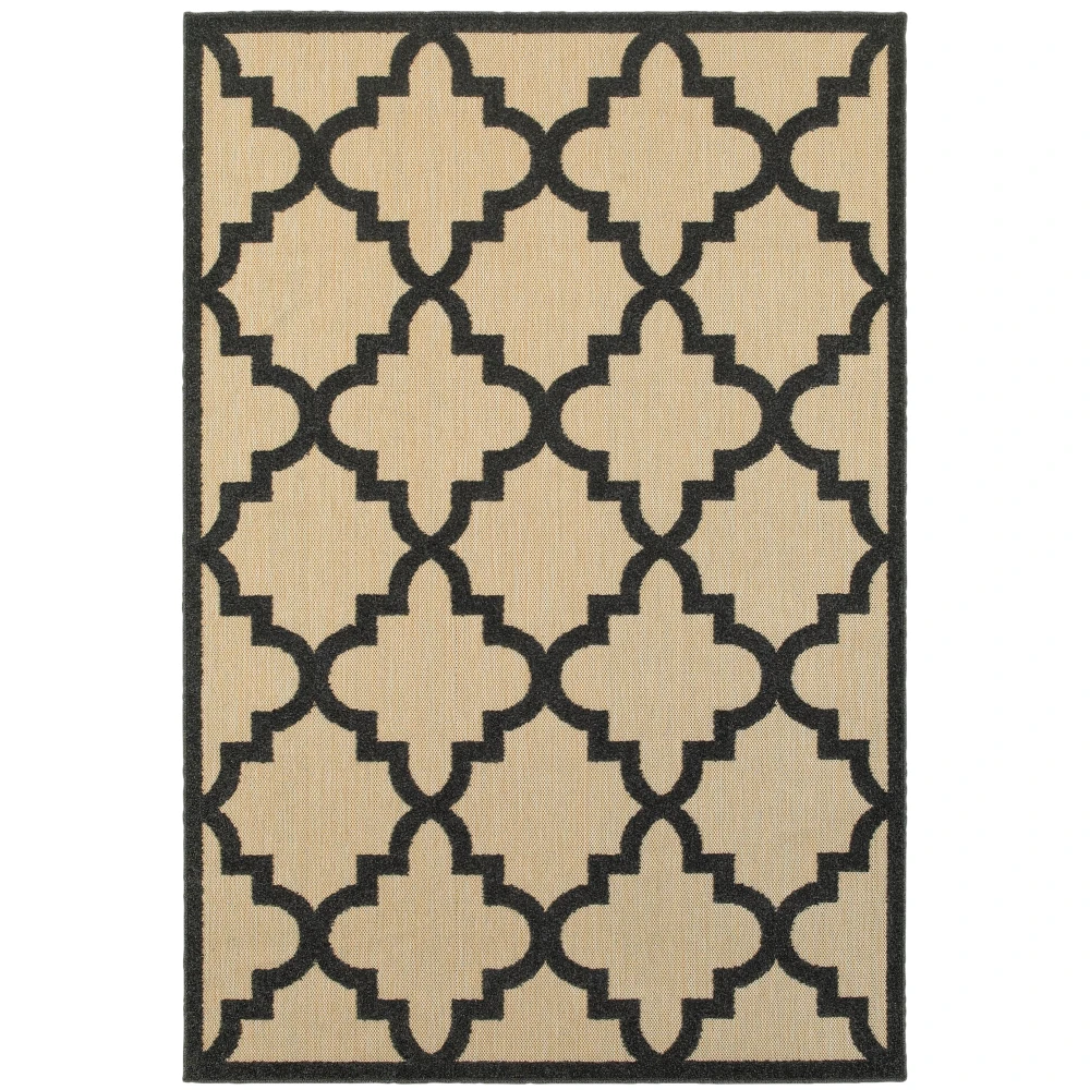 Cayman 660N9 Sand/ Charcoal Indoor/Outdoor Area Rug - 1'10