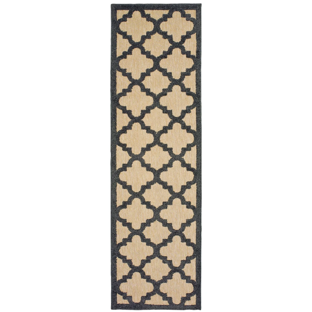 Cayman 660N9 Sand/ Charcoal Indoor/Outdoor Area Rug - 2'3