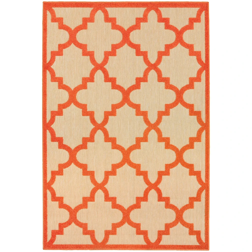 Cayman 660O9 Sand/ Orange Indoor/Outdoor Area Rug - 3'10