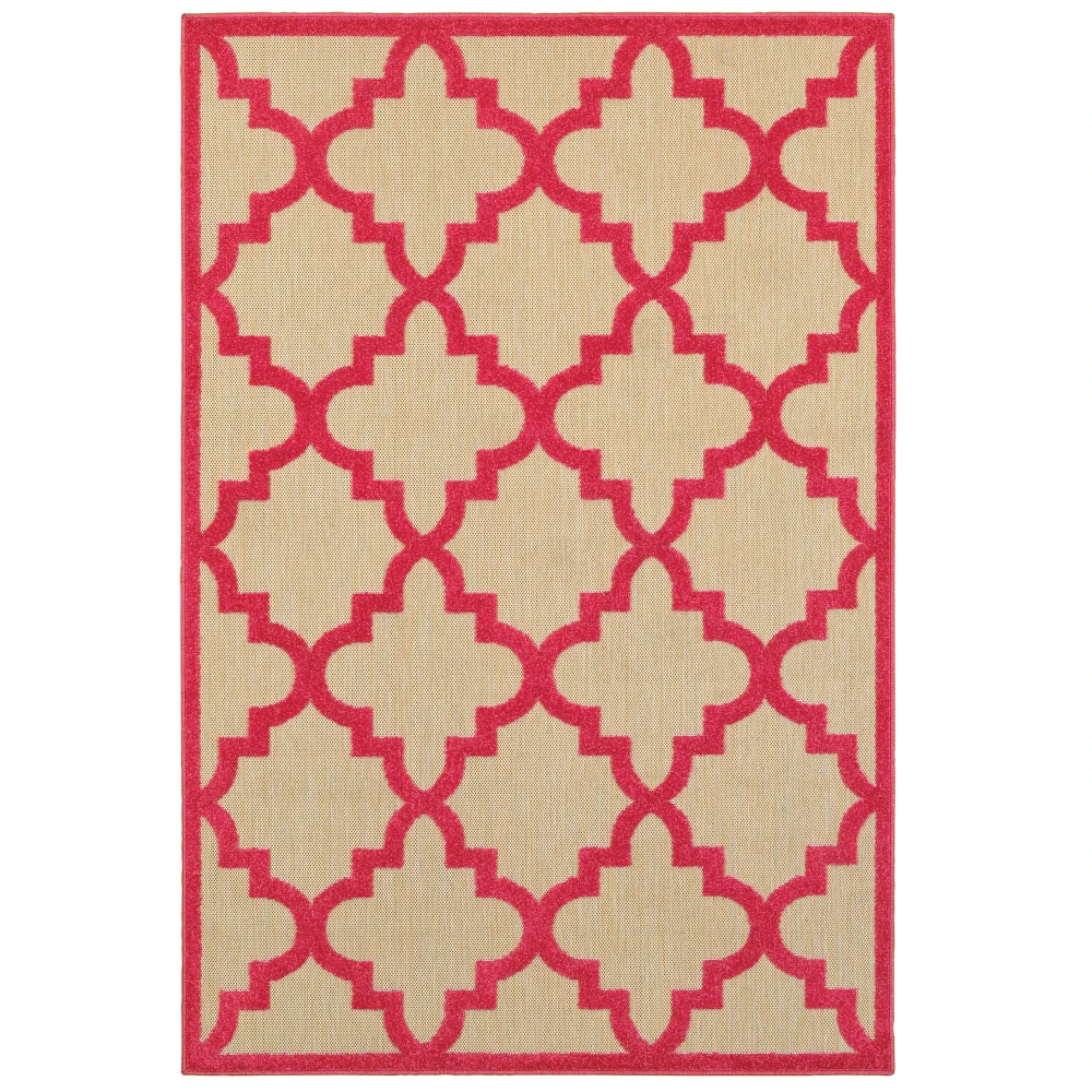 Cayman 660P9 Sand/ Pink Indoor/Outdoor Area Rug - 3'10