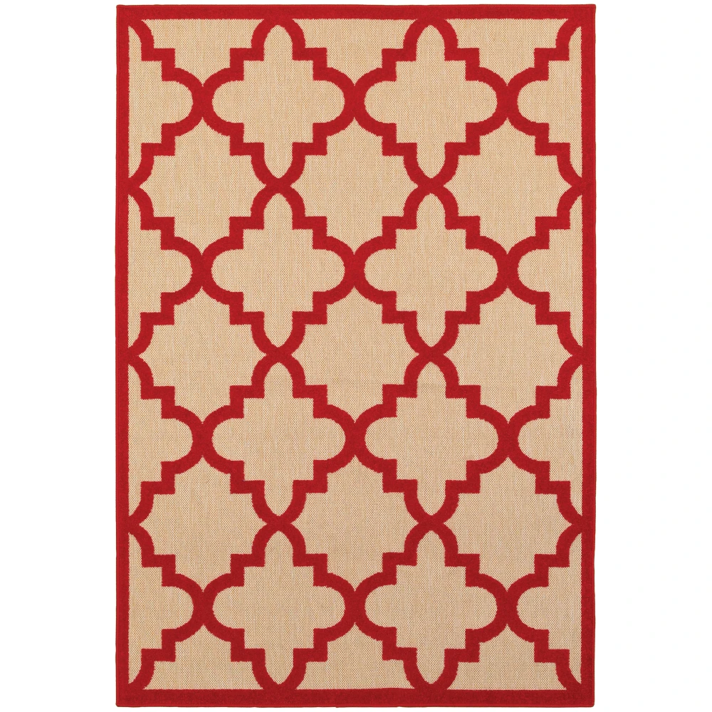 Cayman 660R9 Sand/ Red Indoor/Outdoor Area Rug - 9'10