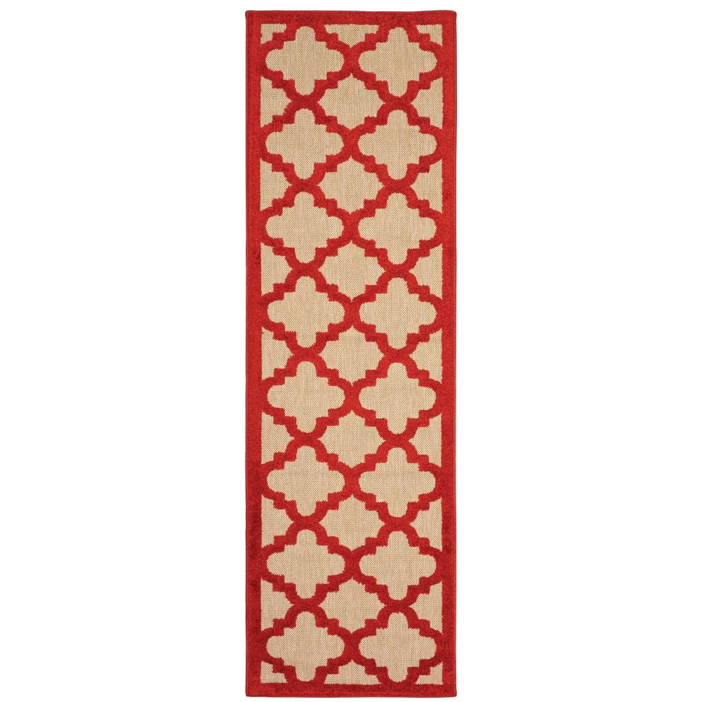 Cayman 660R9 Sand/ Red Indoor/Outdoor Area Rug - 2'3