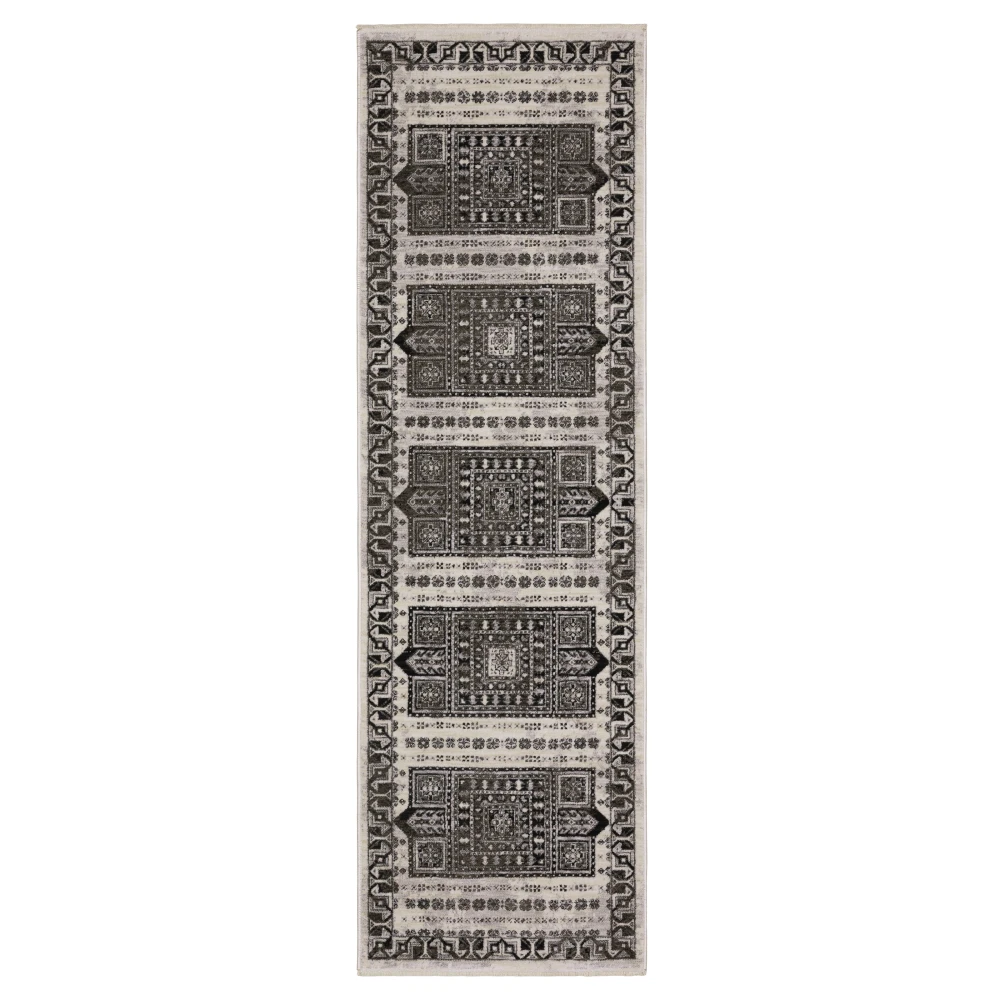 Chamberlain CH01G Ivory/ Charcoal Indoor Area Rug - 2'3