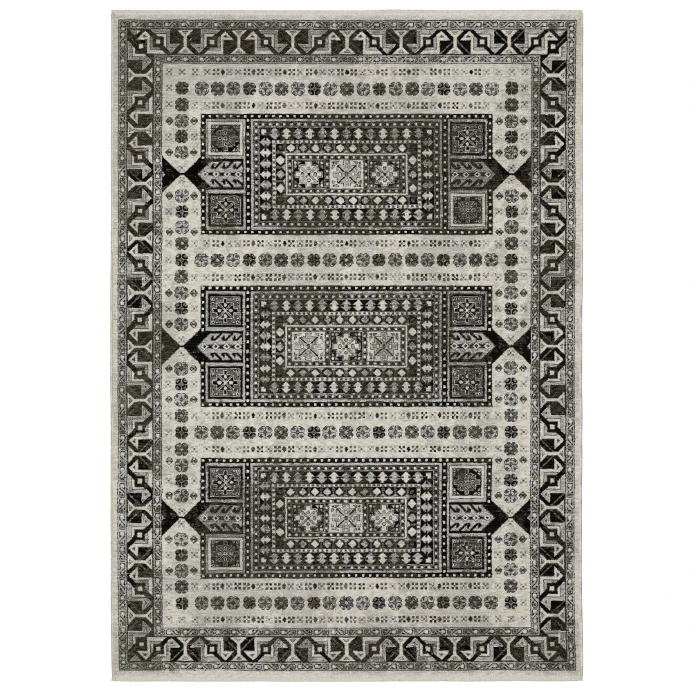 Chamberlain CH01G Ivory/ Charcoal Indoor Area Rug - 6'7