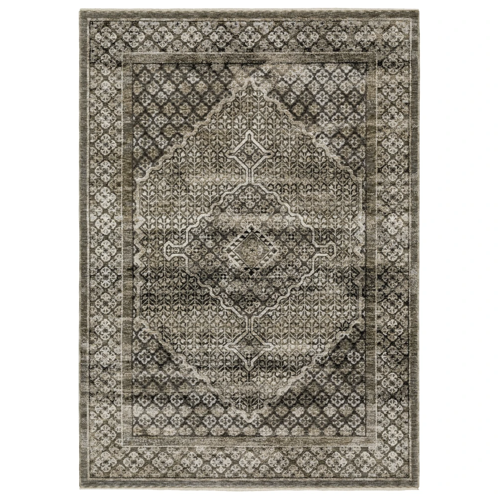 Chamberlain CH02D Grey/ Beige Indoor Area Rug - 5'3