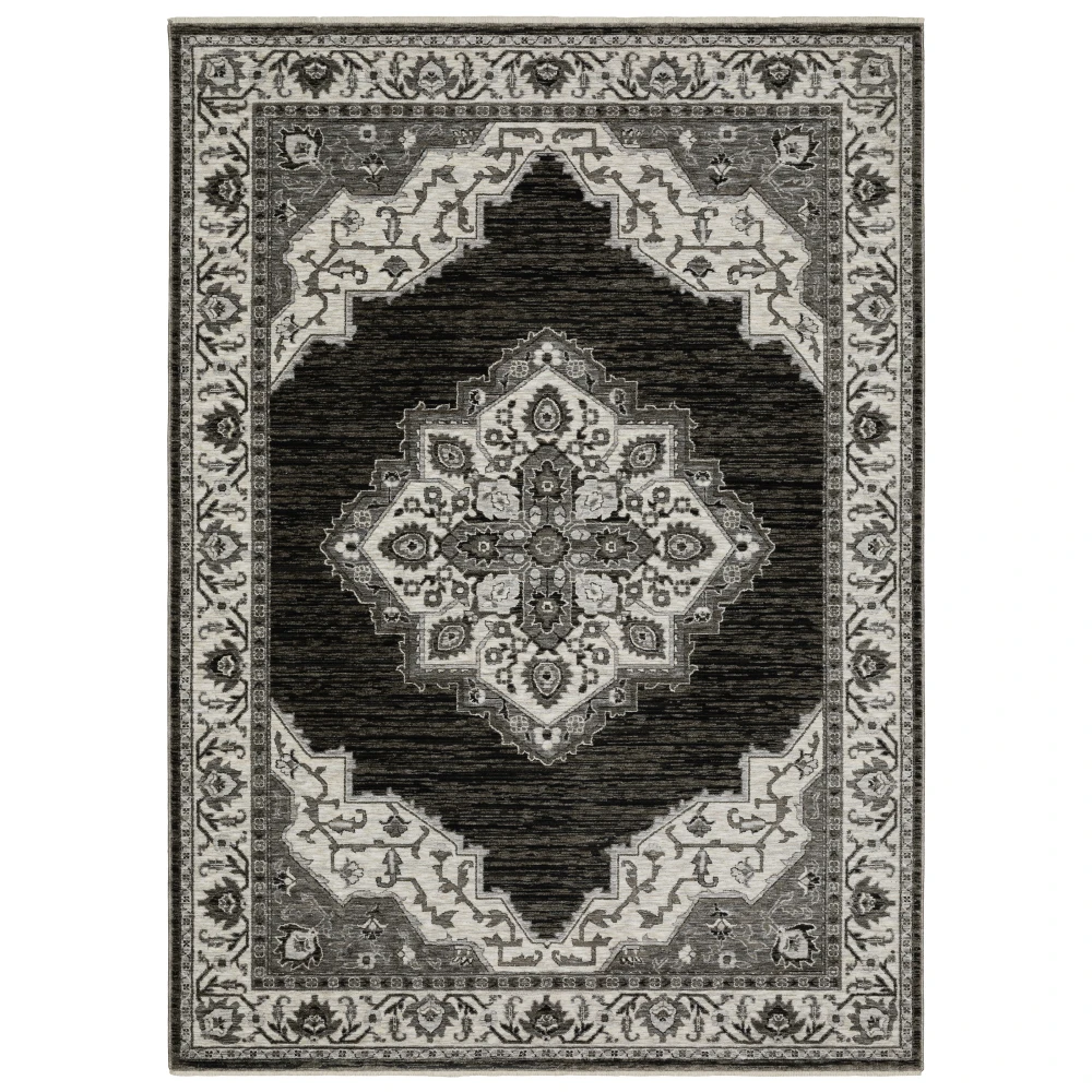 Chamberlain CH05C Charcoal/ Ivory Indoor Area Rug - 6'7