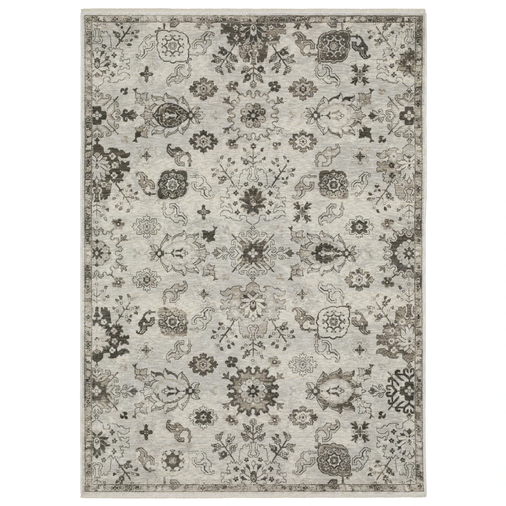 Chamberlain CH06B Ivory/ Grey Indoor Area Rug - 5'3