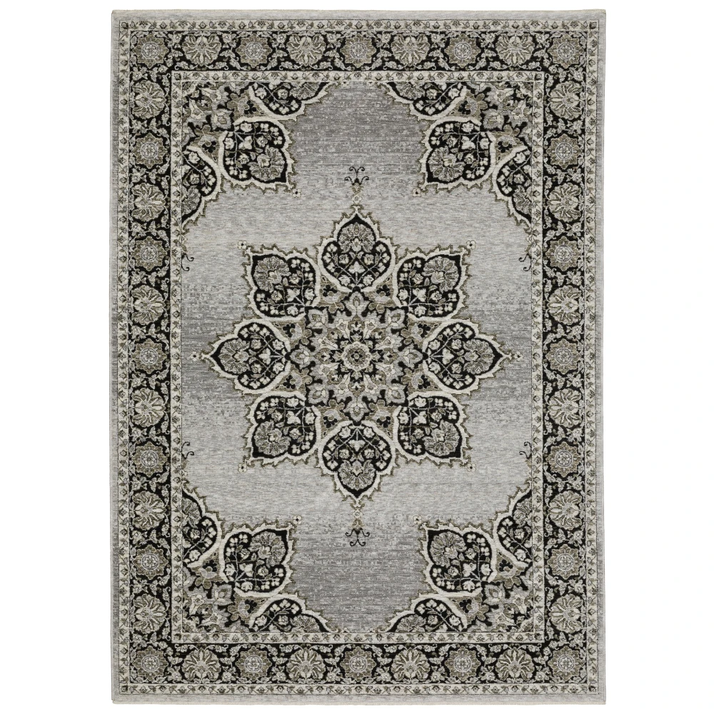 Chamberlain CH11L Grey/ Black Indoor Area Rug - 3'3
