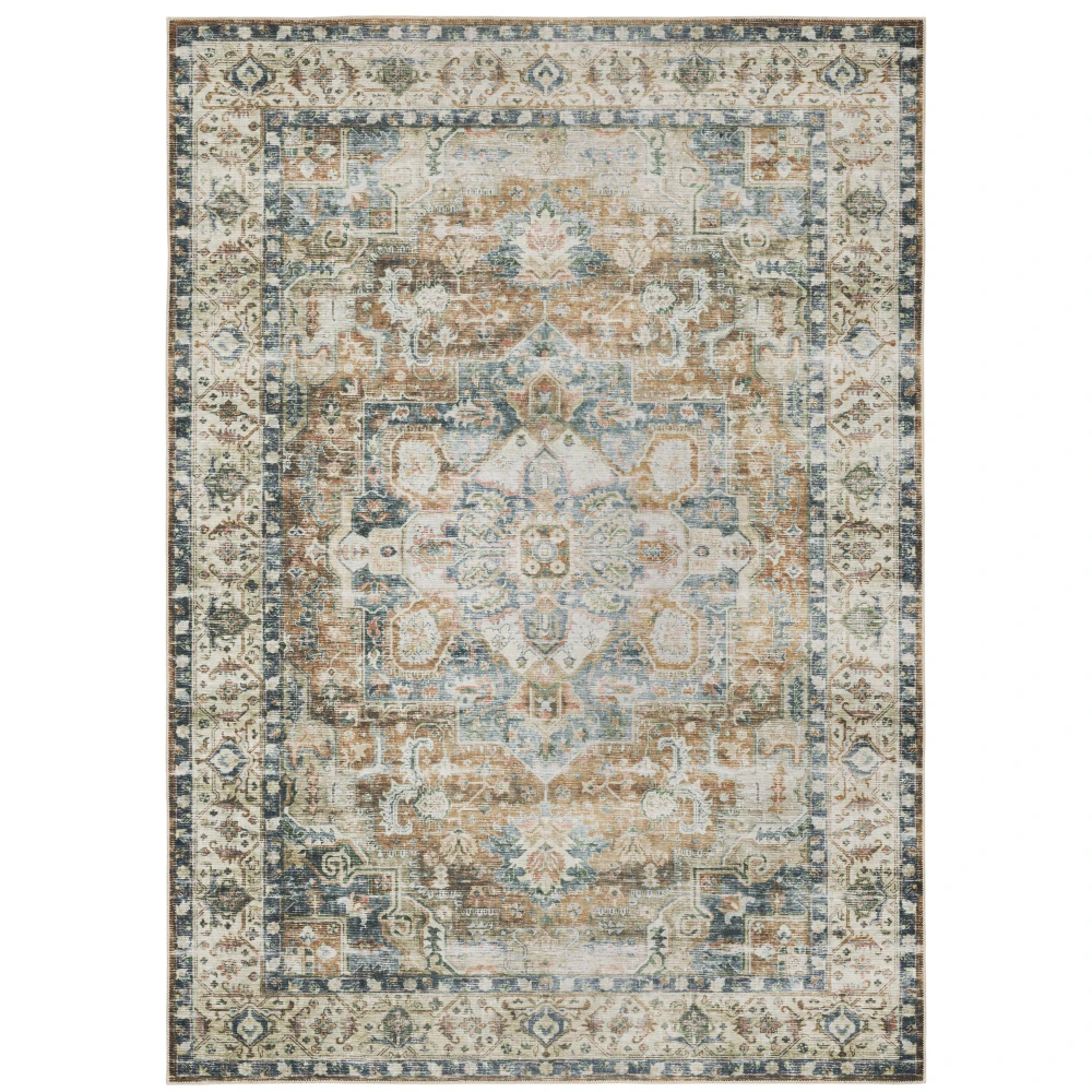 Charleston CHA02 Blue/ Gold Indoor Area Rug - 7'6