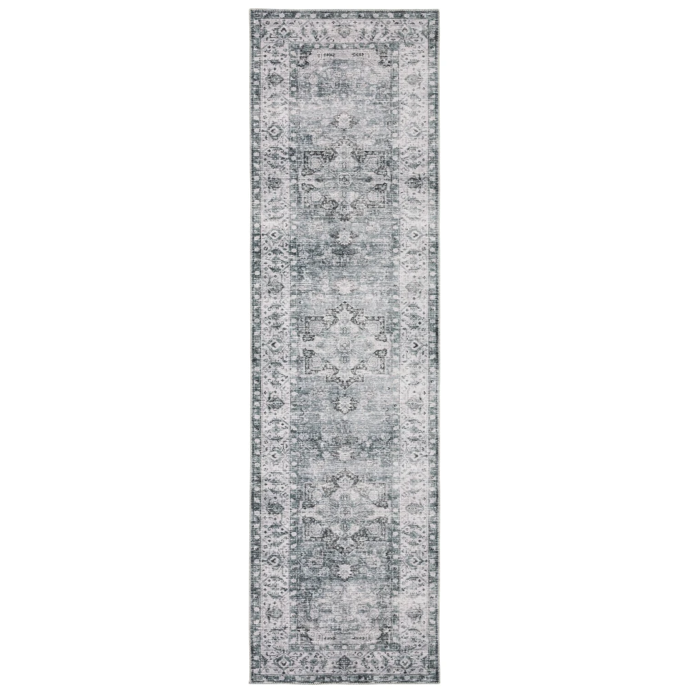 Charleston CHA03 Navy/ Ivory Indoor Area Rug - 2' x 8'