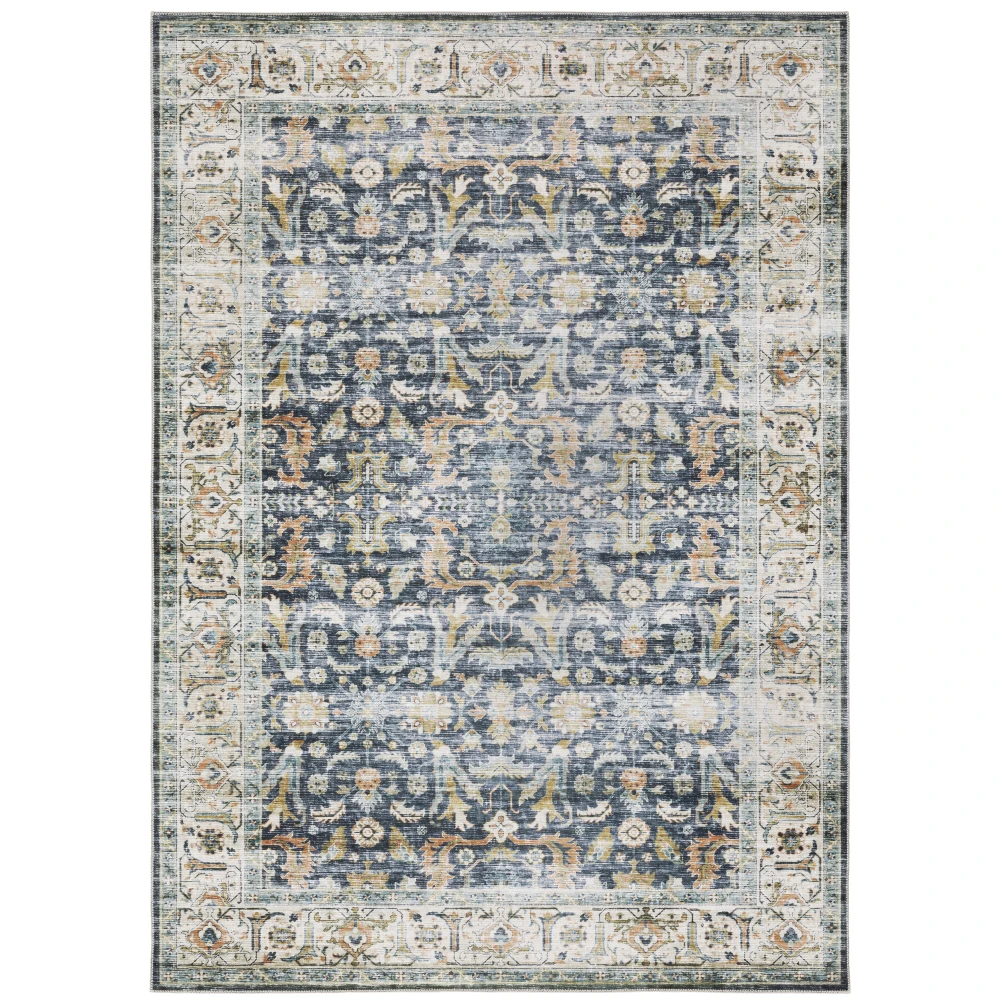 Charleston CHA05 Blue/ Gold Indoor Area Rug - 2' x 3'