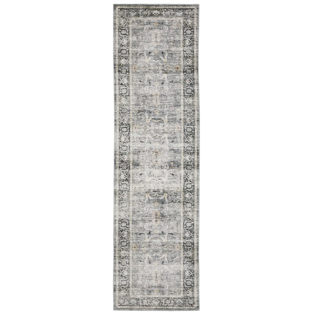 Charleston CHA07 Charcoal/ Grey Indoor Area Rug - 2' x 8'