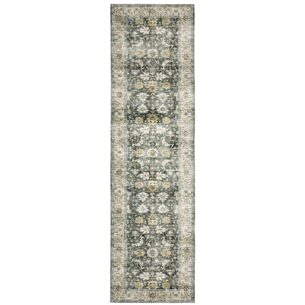 Charleston CHA09 Charcoal/ Gold Indoor Area Rug - 2' x 8'