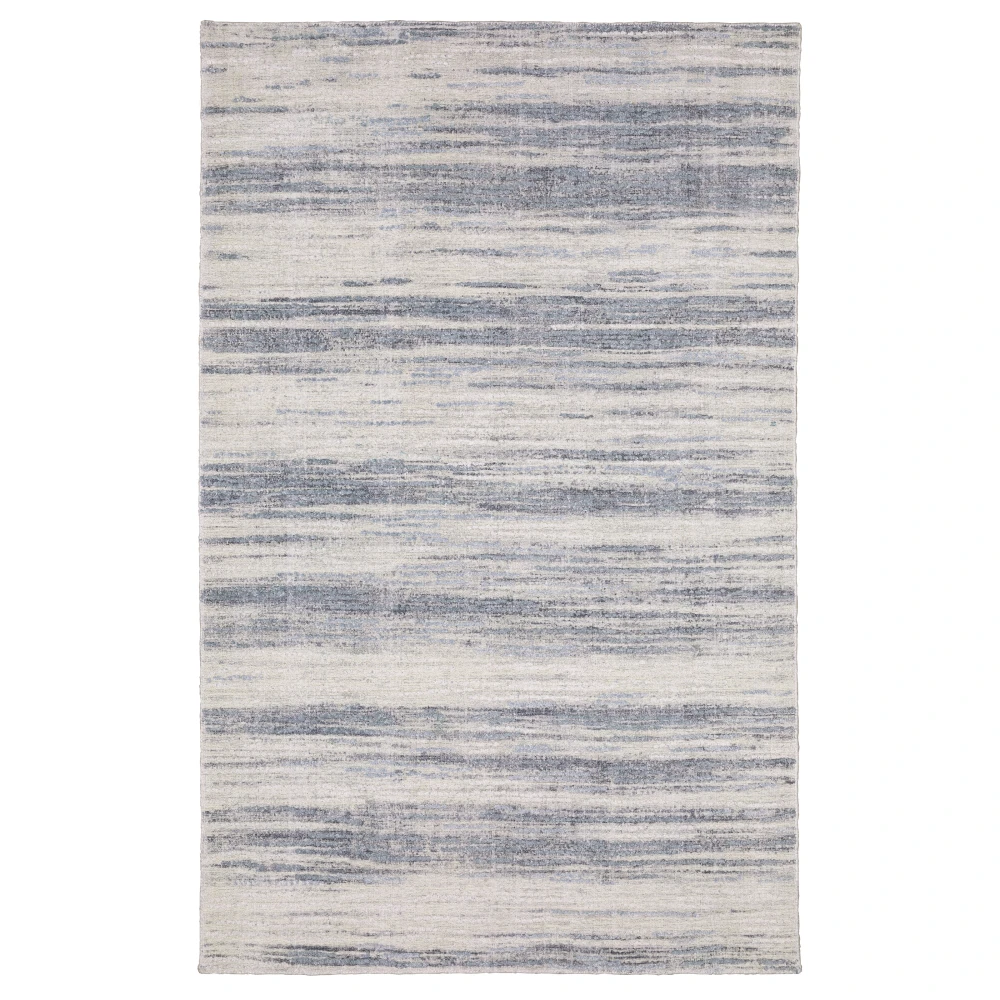 Clarke CLA04 Ivory/ Blue Indoor Area Rug - 6' x 9'