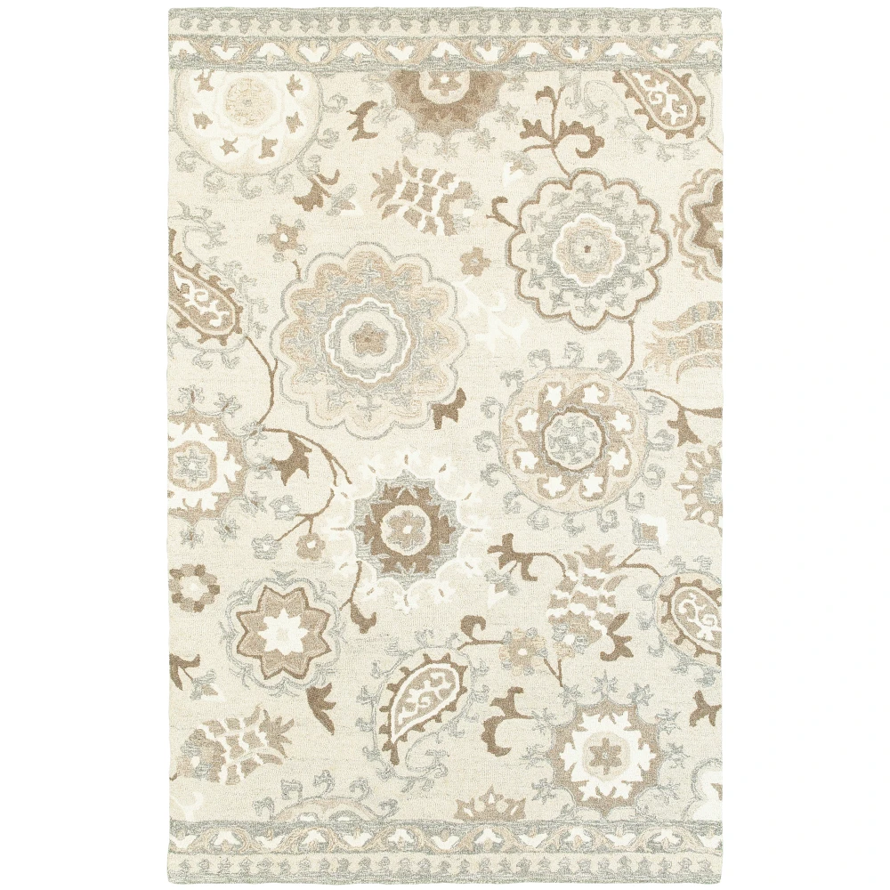 Craft 93005 Ivory/ Grey Indoor Area Rug - 3'6