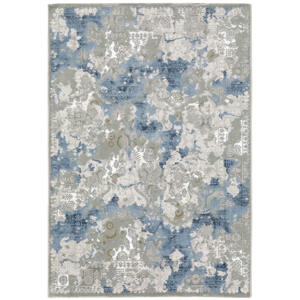 Easton 3313Q Grey/ Blue Indoor Area Rug - 6'7