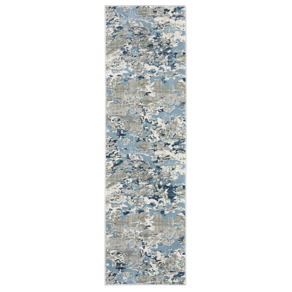 Easton 3317E Grey/ Blue Indoor Area Rug - 2'3