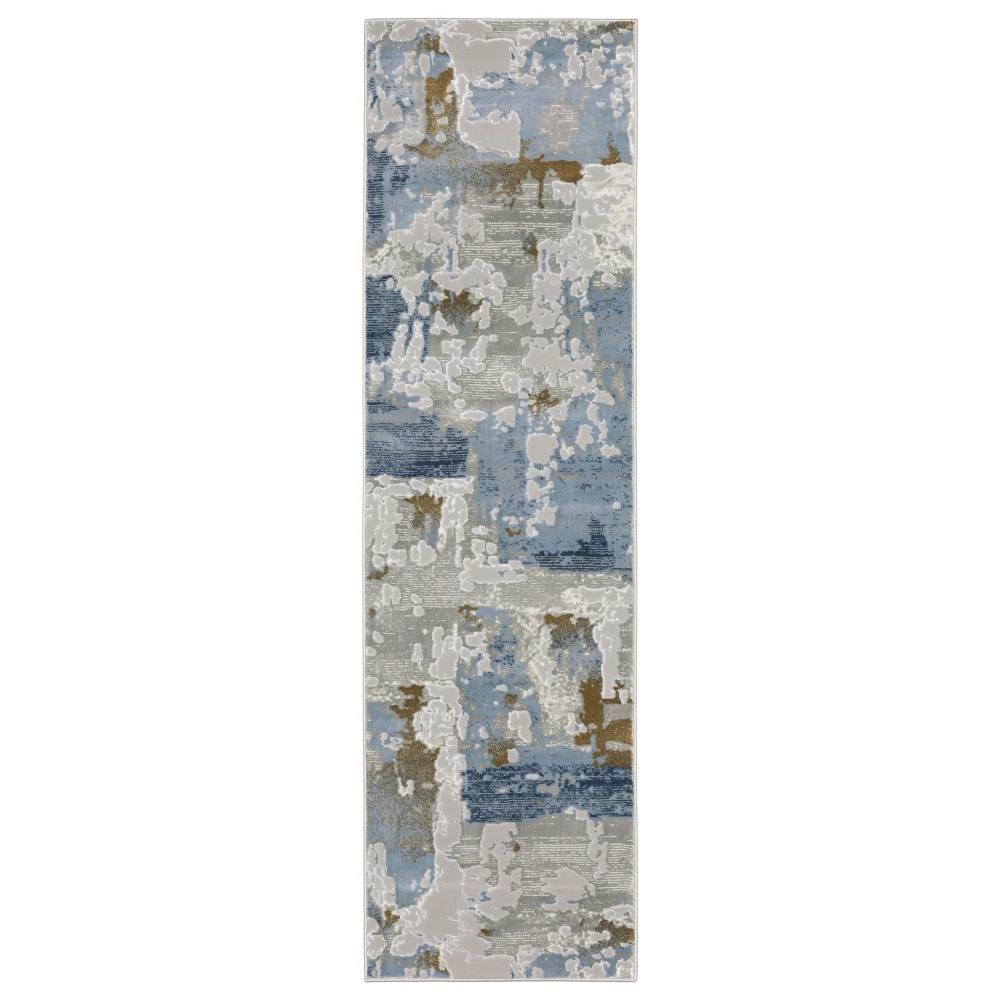 Easton 4518X Grey/ Blue Indoor Area Rug - 2'3