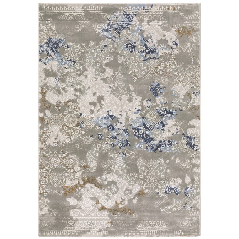 Easton 7111F Grey/ Blue Indoor Area Rug - 3'3