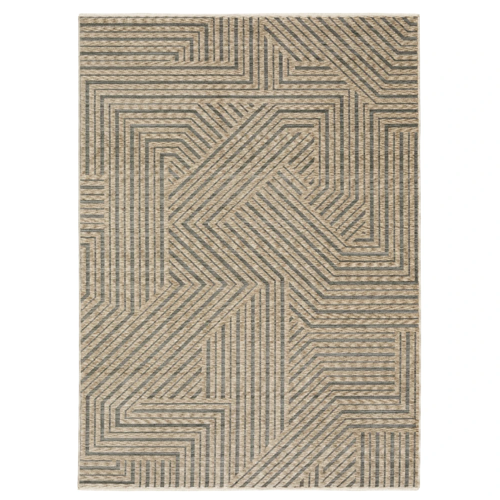 Echo ECH01 Beige/ Grey Indoor Area Rug - 5'3