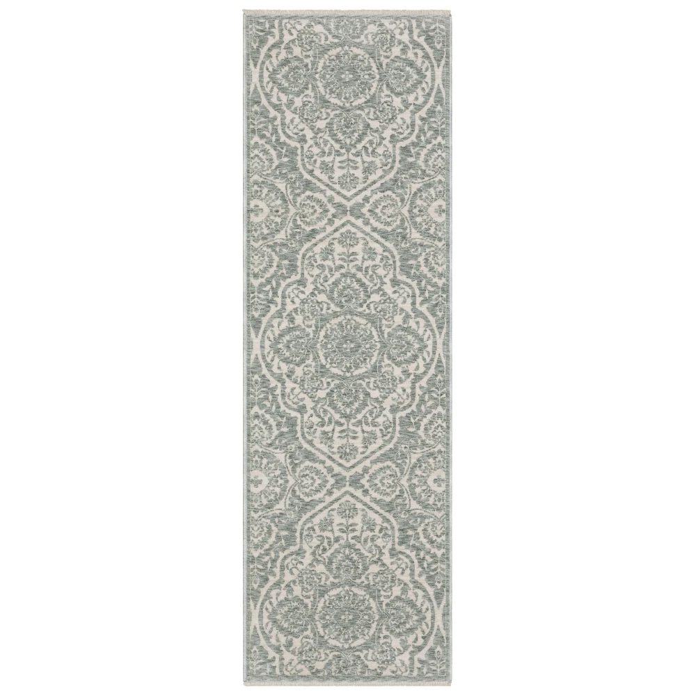 Echo ECH02 Teal/ Ivory Indoor Area Rug - 2'3