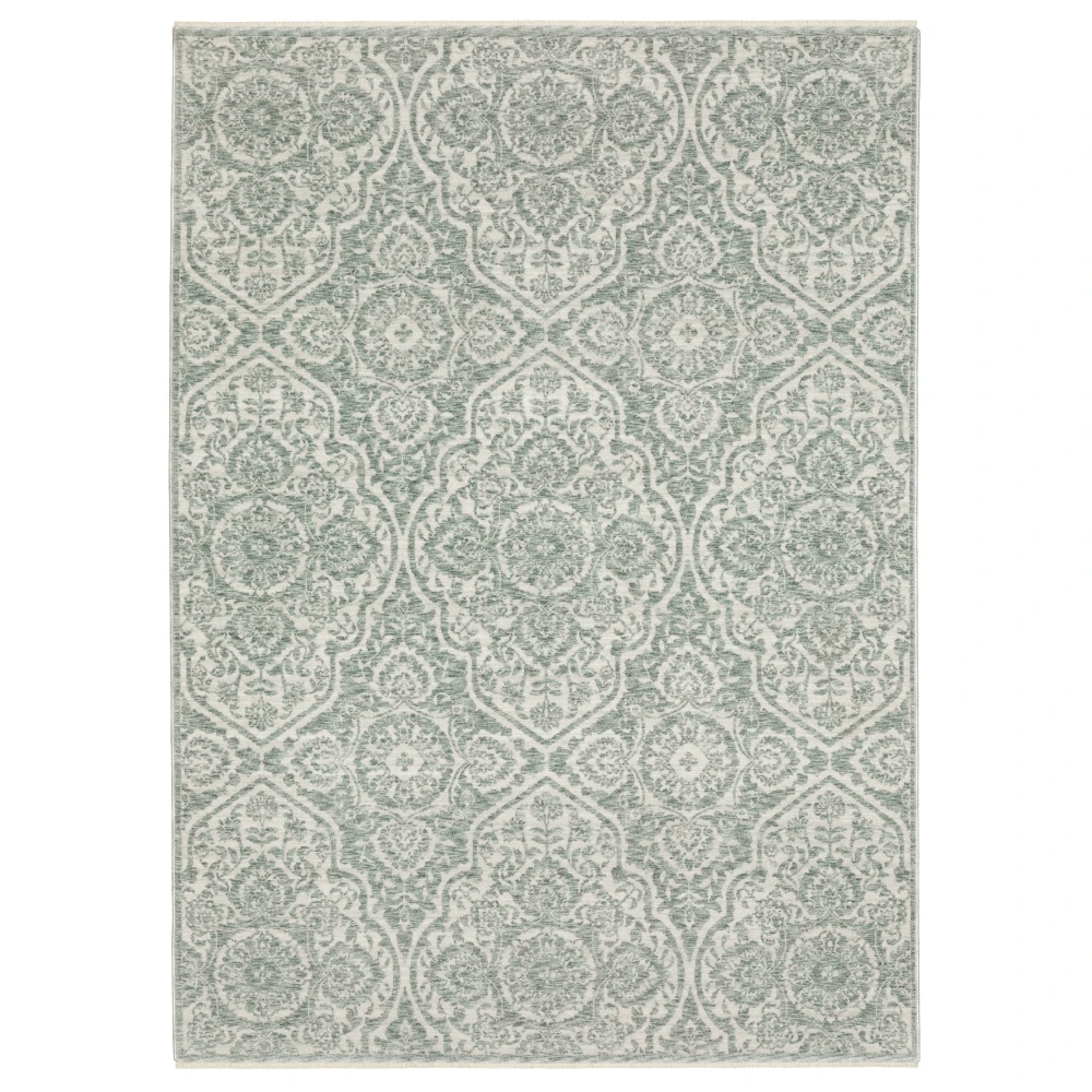 Echo ECH02 Teal/ Ivory Indoor Area Rug - 6'7