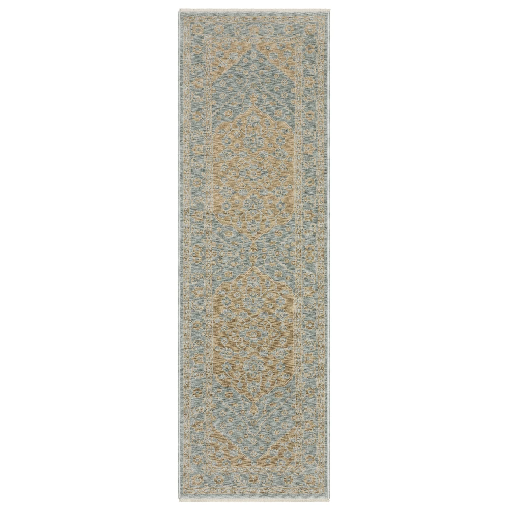 Echo ECH03 Brown/ Pale Blue Indoor Area Rug - 2'3