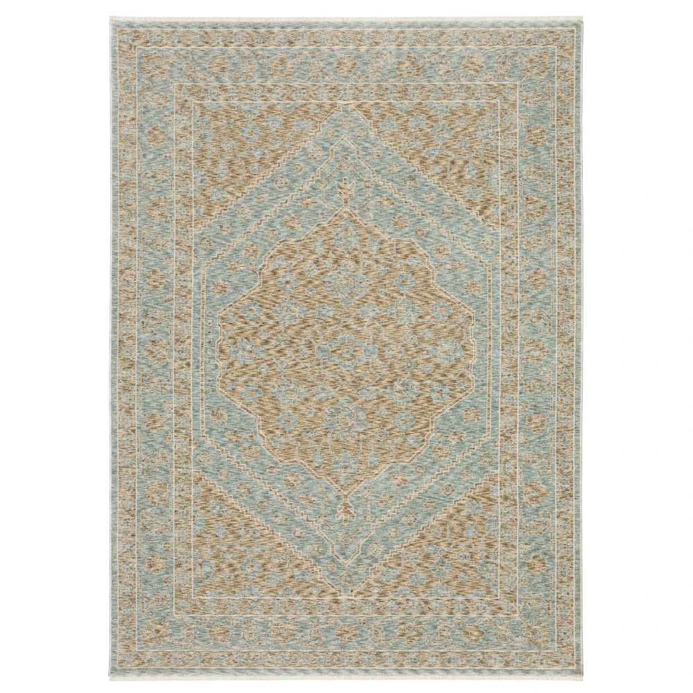 Echo ECH03 Brown/ Pale Blue Indoor Area Rug - 6'7